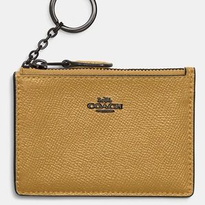 Coach mini skinny ID case - pewter flax color mustard yellow